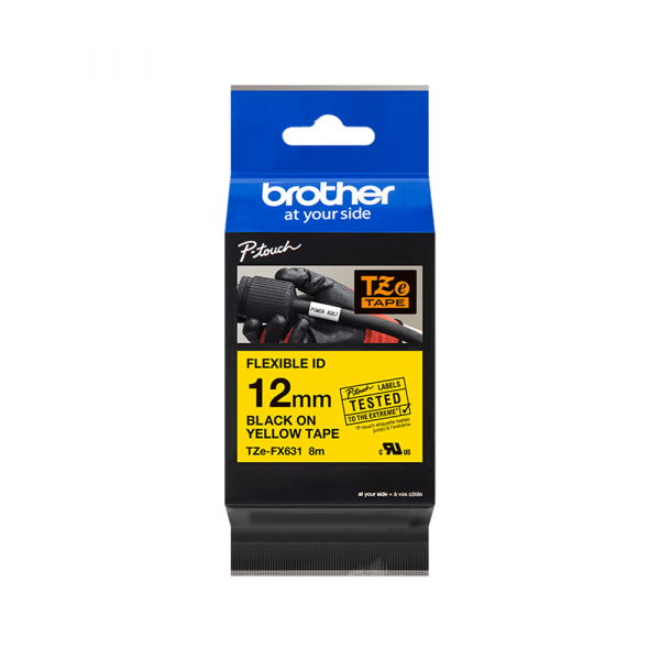 8432 TZe-FX631 crna na žuto 12mm Flexible ID